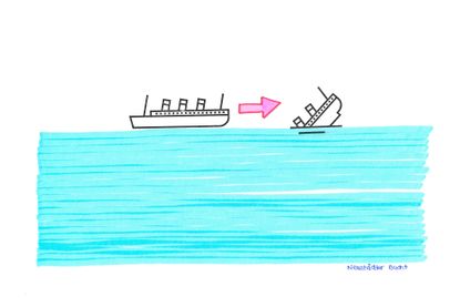 Mit Motivstempeln und farbigen Stiften werden die Ereignisse und Folgen in der Neustädter Bucht individuell dargestellt.