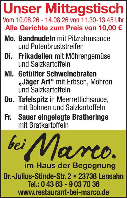Mittagstisch 08.08.2026