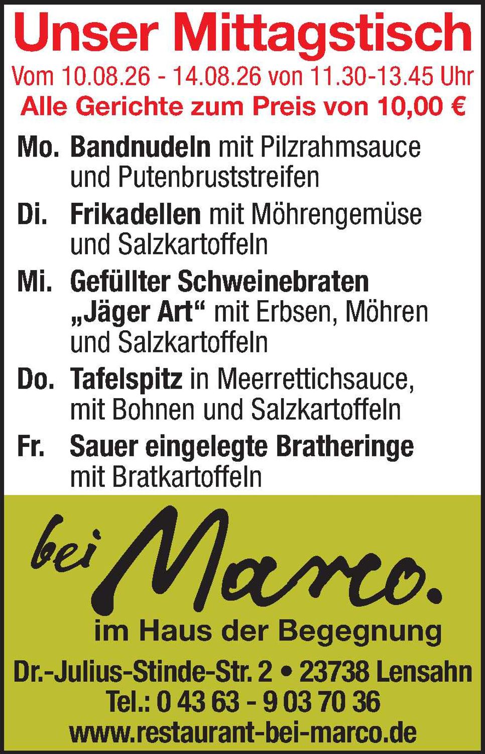 Mittagstisch 08.08.2026
