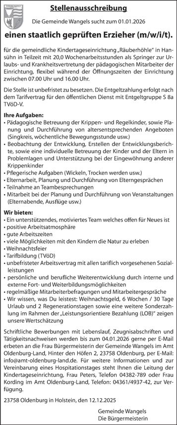 Stelle Springer Erziehung