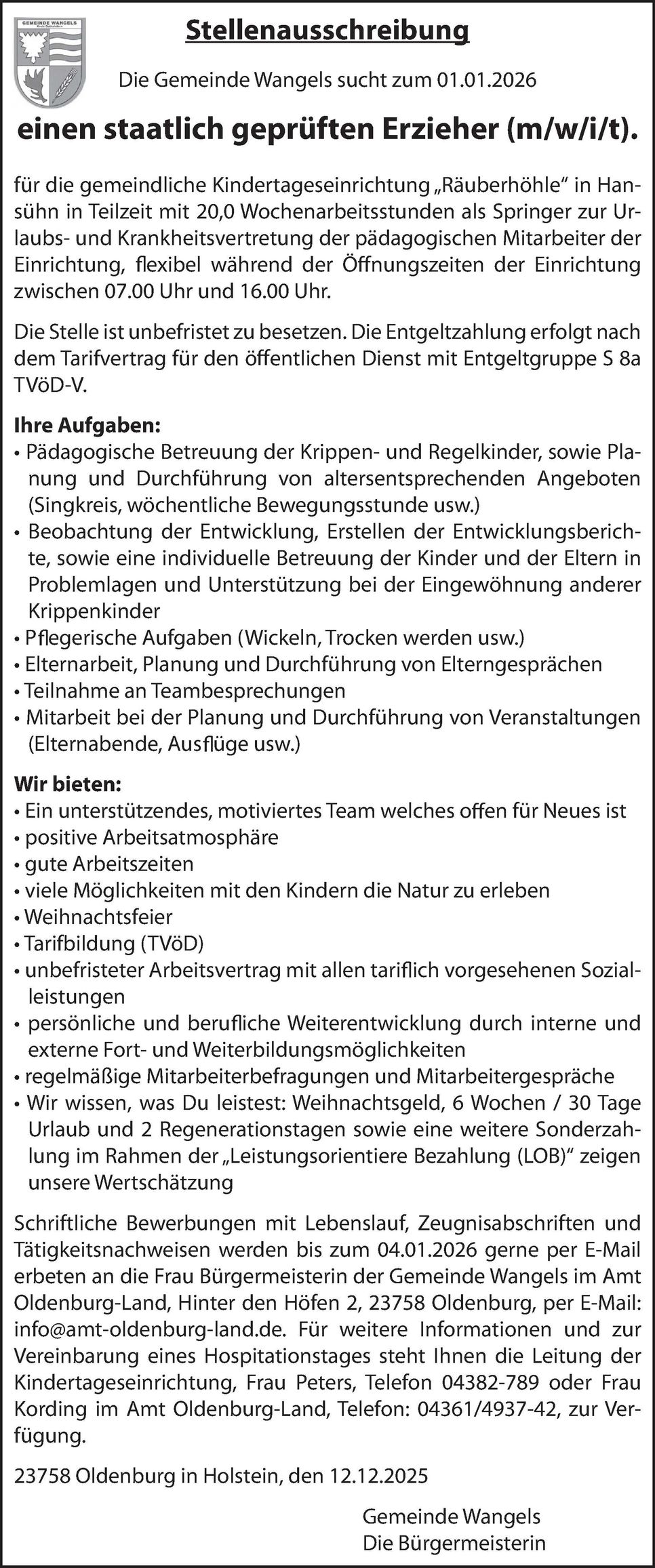 Stelle Springer Erziehung