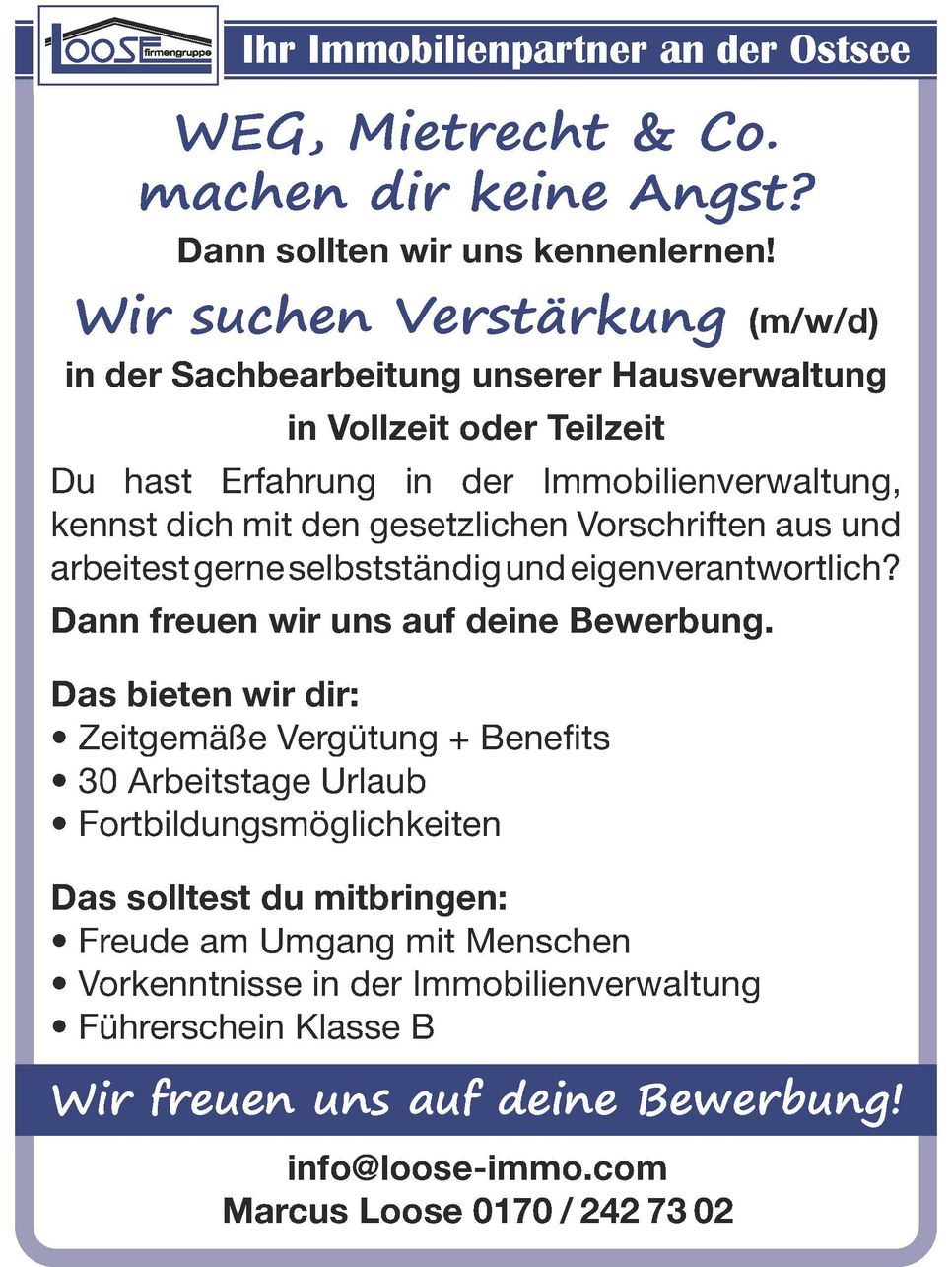 Mitarbeiter/in gesucht