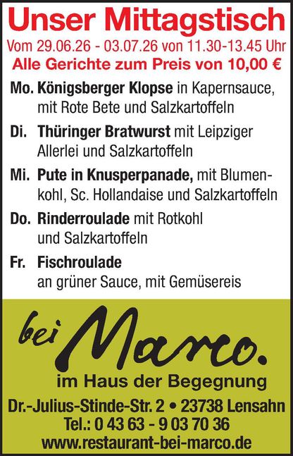 Mittagstisch 27.06.2026