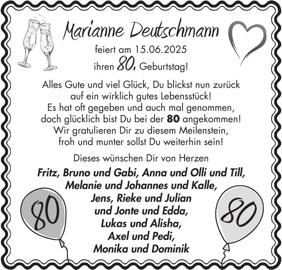 80. Geburtstag Deutschmann