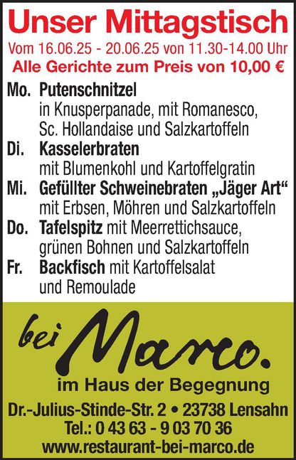Mittagstisch 14.06.2025