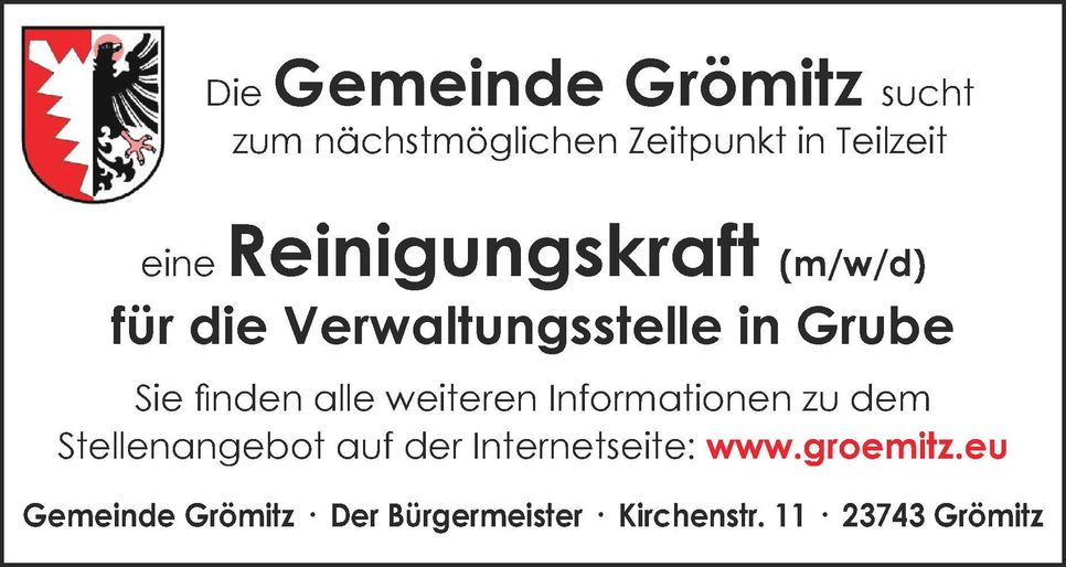 Stellenanzeige Reinigungskraft (m/w/d)