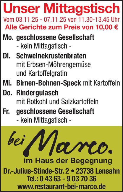 Mittagstisch 01.11.2025