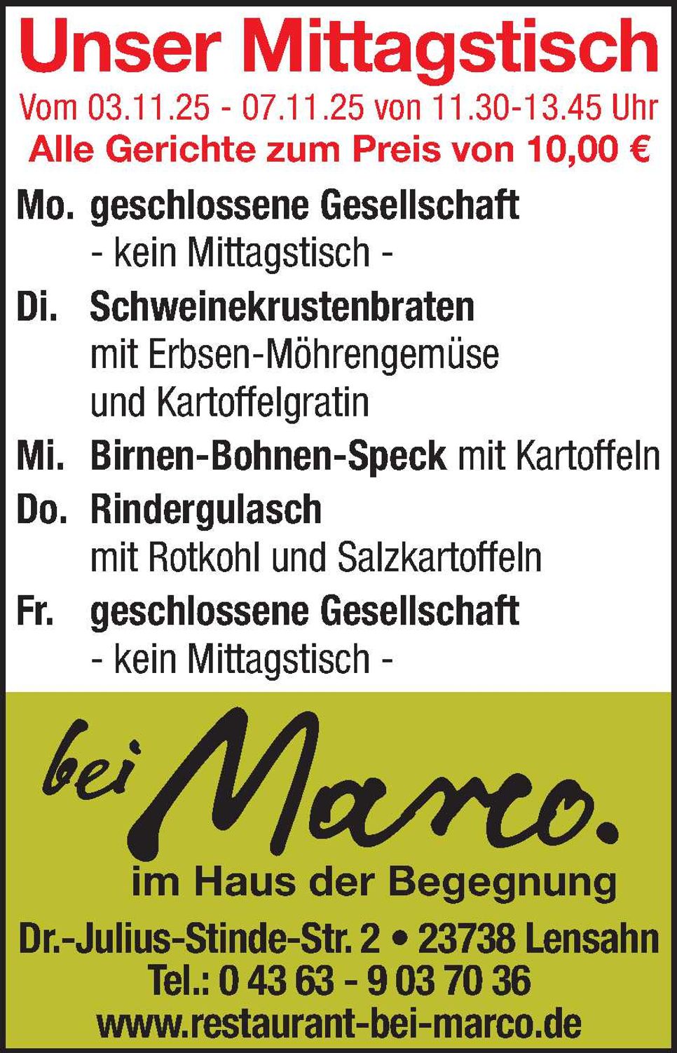 Mittagstisch 01.11.2025