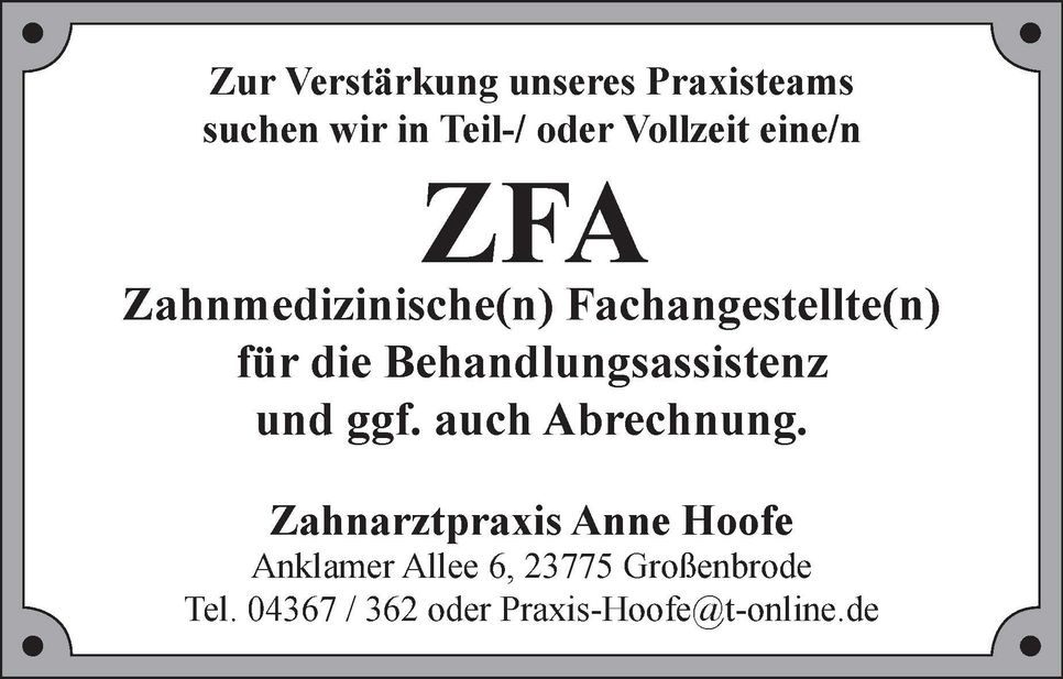Zahnmedizinische Fachangestellte