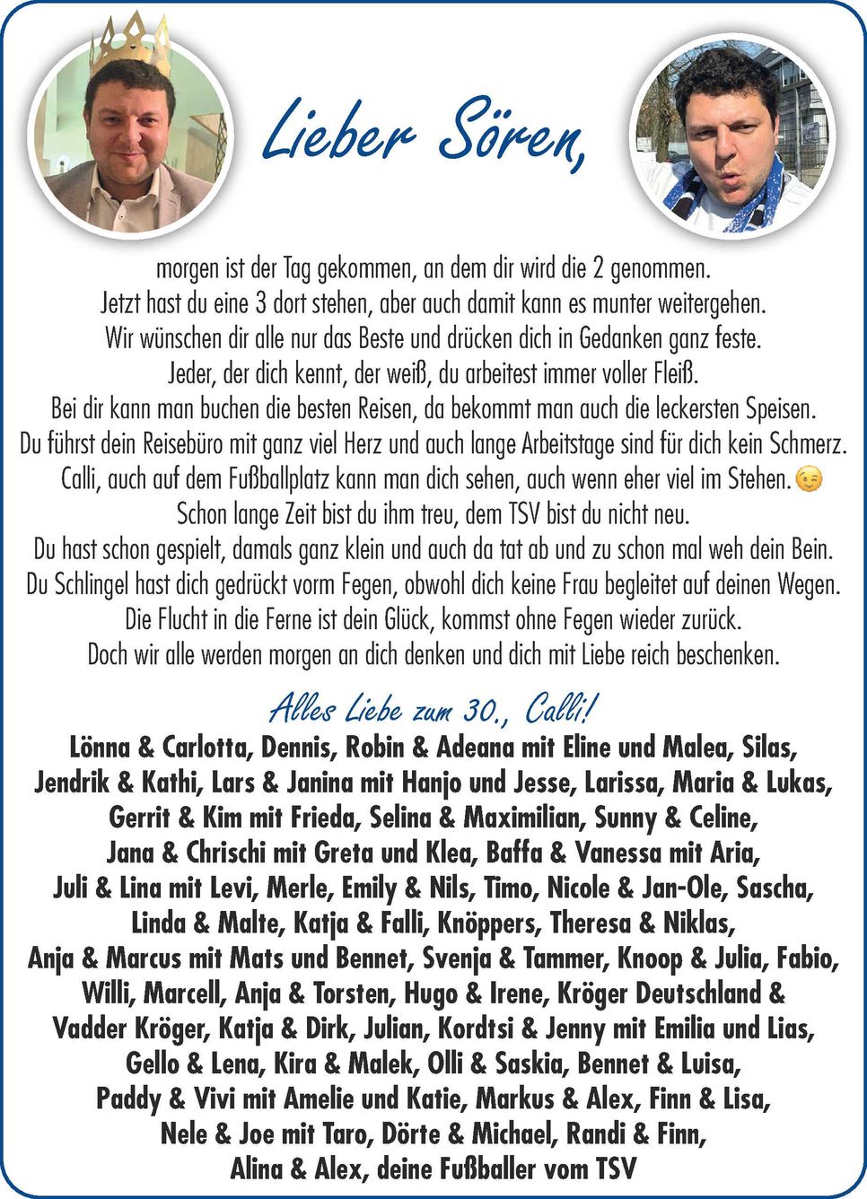 Sören 30. Geburtstag