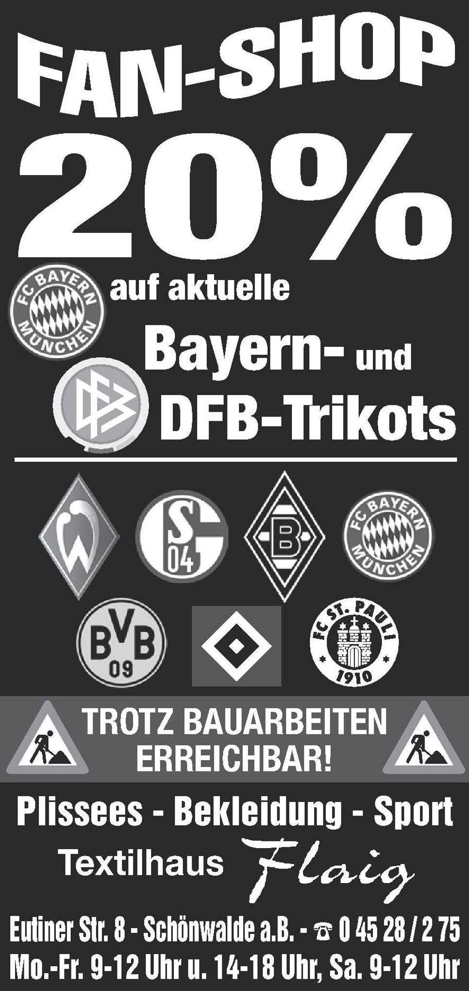 Fanshop - 20% DFB + Bayern Trikots