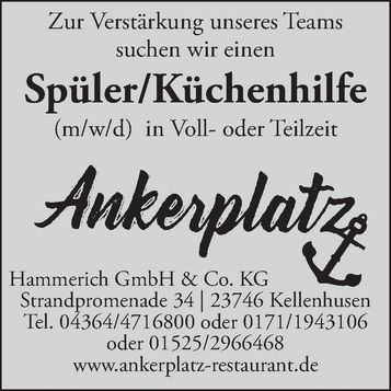 Stellenanzeige Spüler