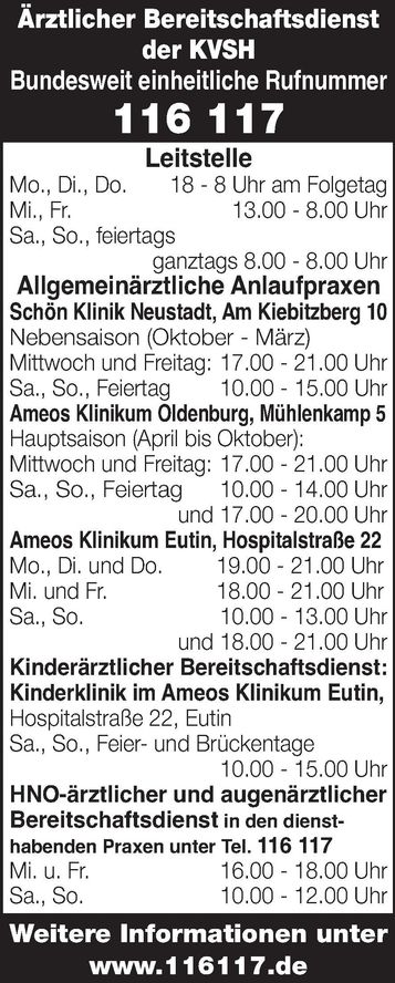 Ärztlicher Notdienst ab Oktober