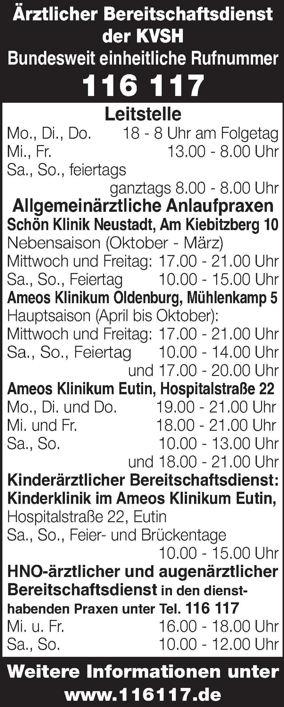Ärztlicher Notdienst ab Oktober