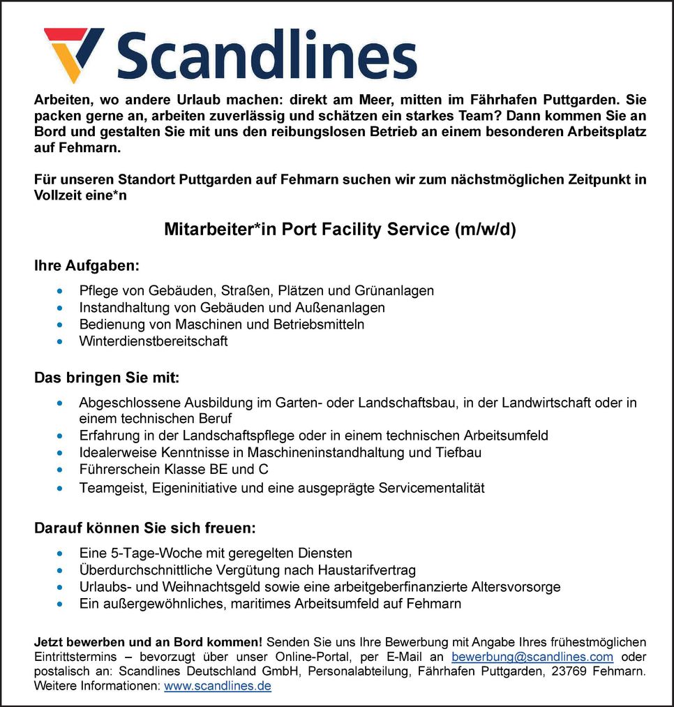 Stellenangebot Port Facility Service