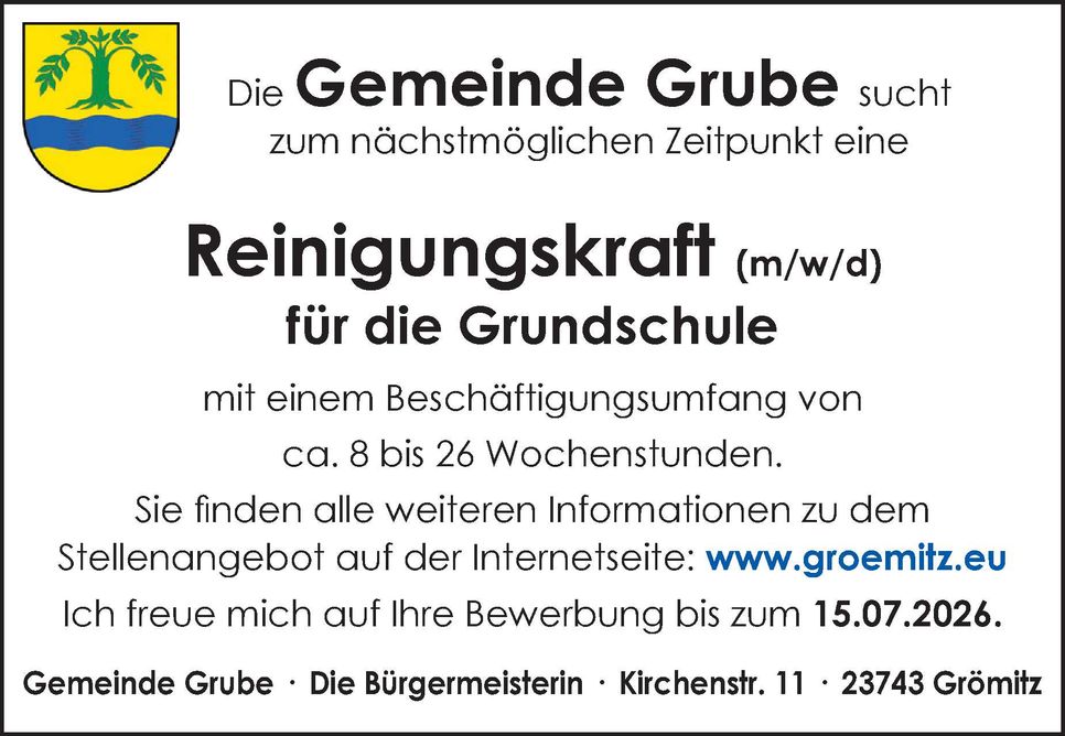 Reinigungskraft Grundschule (m/w/d)