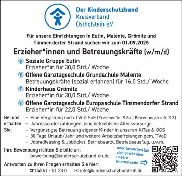 Stellenanzeige Erzieherin