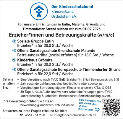 Stellenanzeige Erzieherin