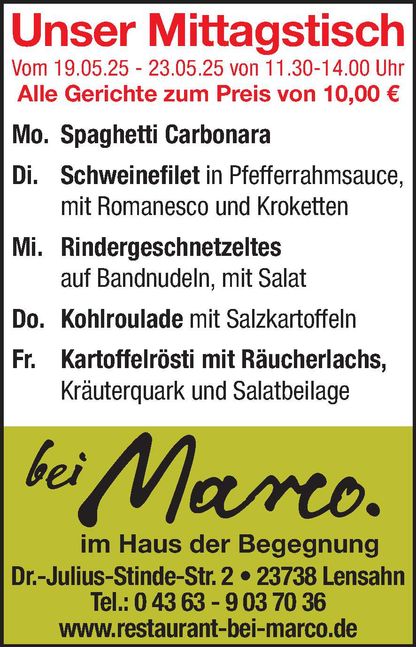 Mittagstisch 17.05.2025
