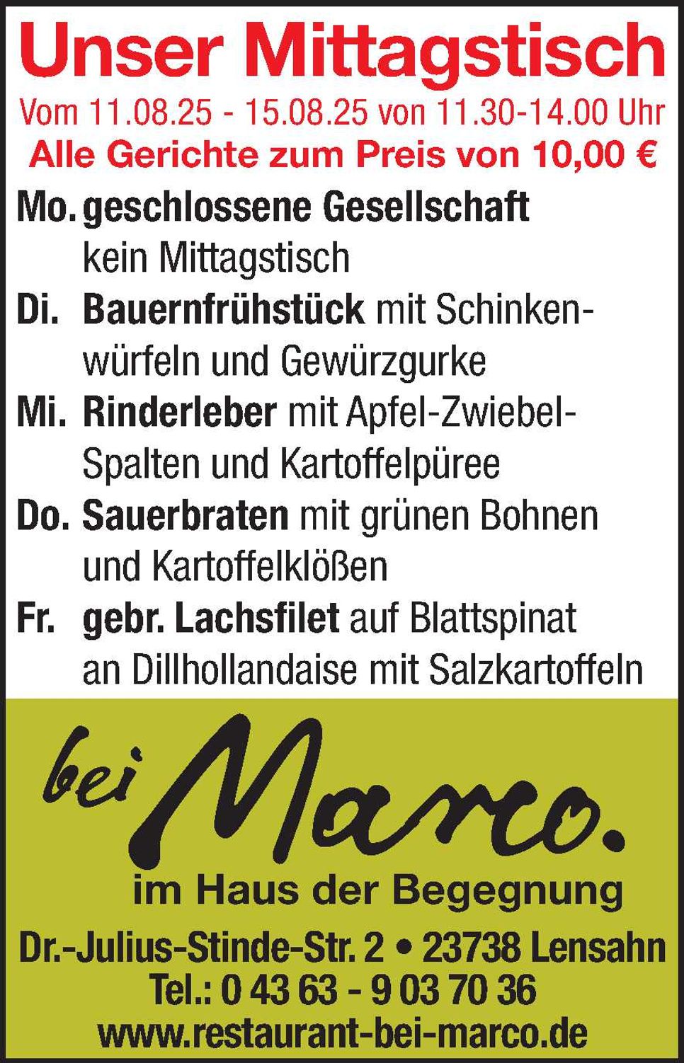 Mittagstisch 09.08.2025