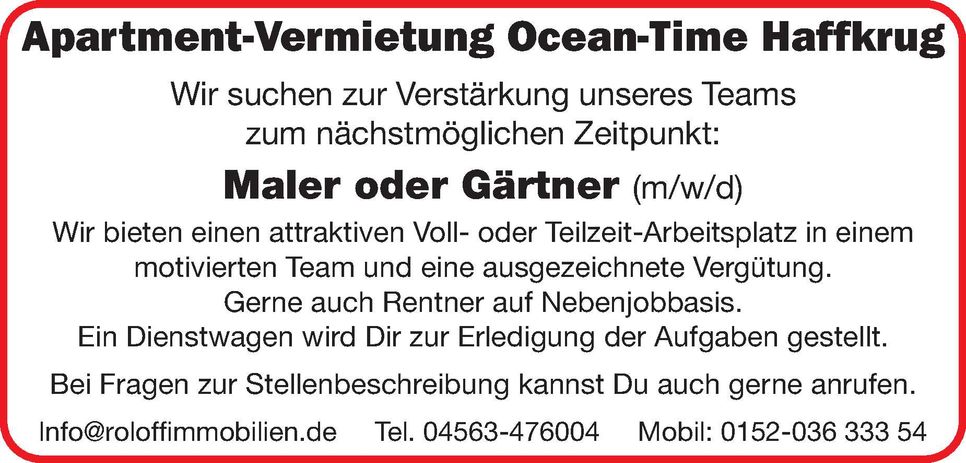 Stellenanzeige