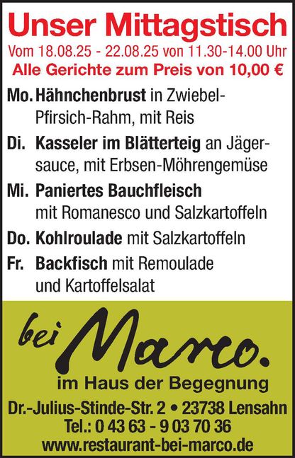 Mittagstisch 16.08.2025