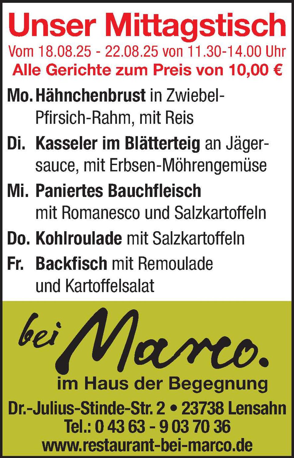 Mittagstisch 16.08.2025
