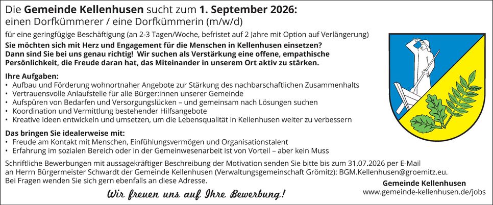 Stellenanzeige Dorfkümmerer 