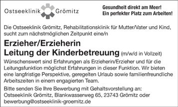 Erzieher/-in - Leitung Kinderbetreuung