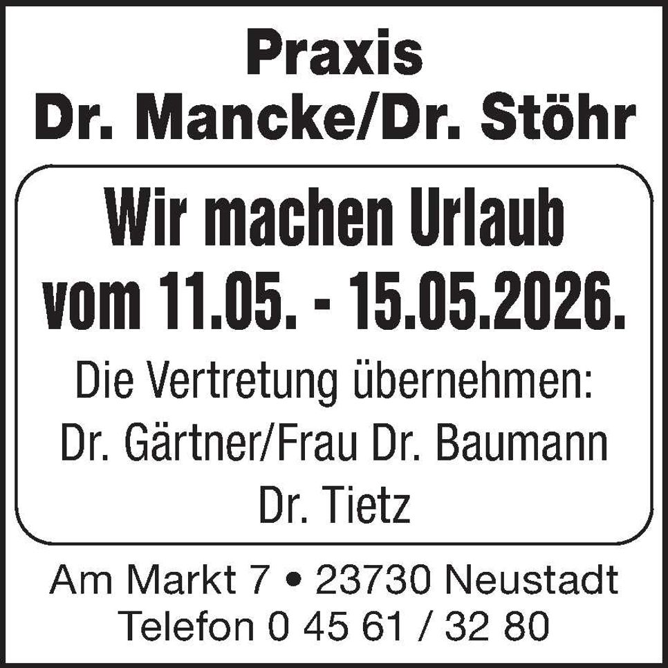 Praxisurlaub
