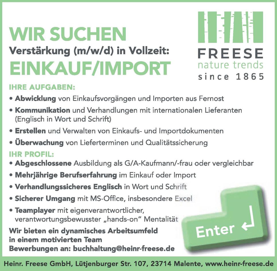 Stellenanzeige