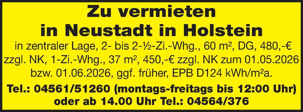 Zu vermieten in Neustadt 