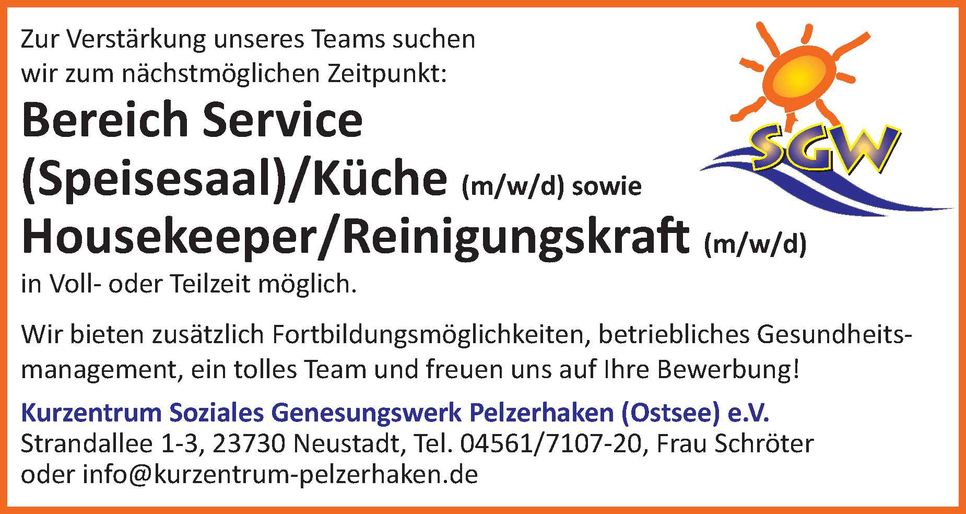 Diätassistent + Vertretung Service/Küche