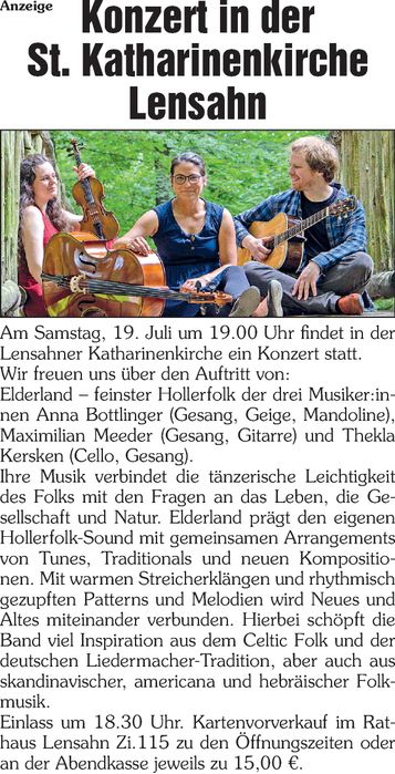 Veranstaltung Trio Elderland Redaktion