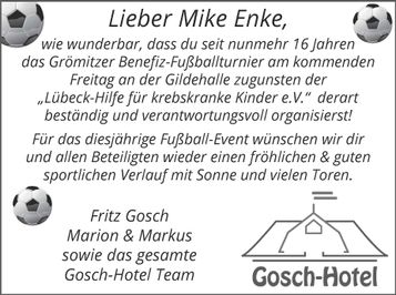 Gratulation Benefiz Fußball