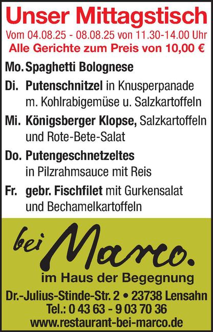 Mittagstisch 02.08.2025