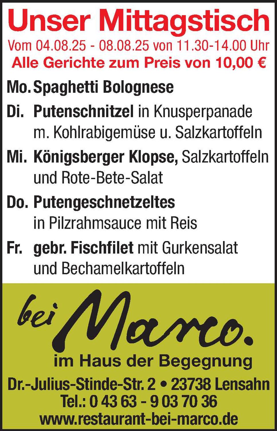 Mittagstisch 02.08.2025