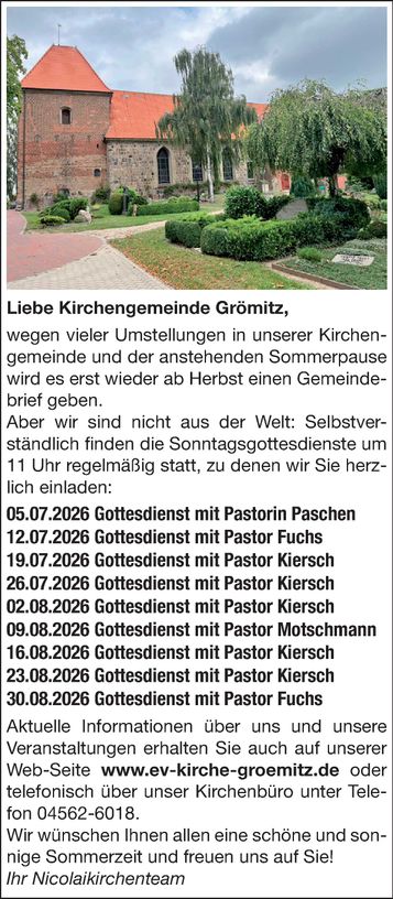 Umstellung Kirchengemeinde