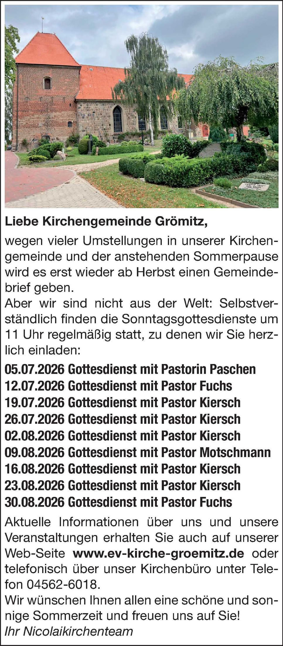 Umstellung Kirchengemeinde