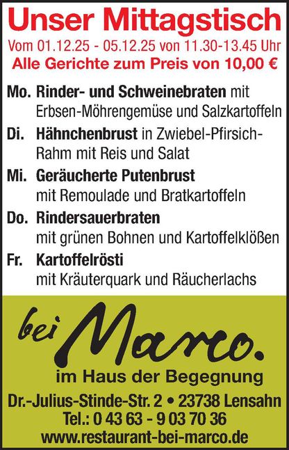 Mittagstisch 29.11.2025