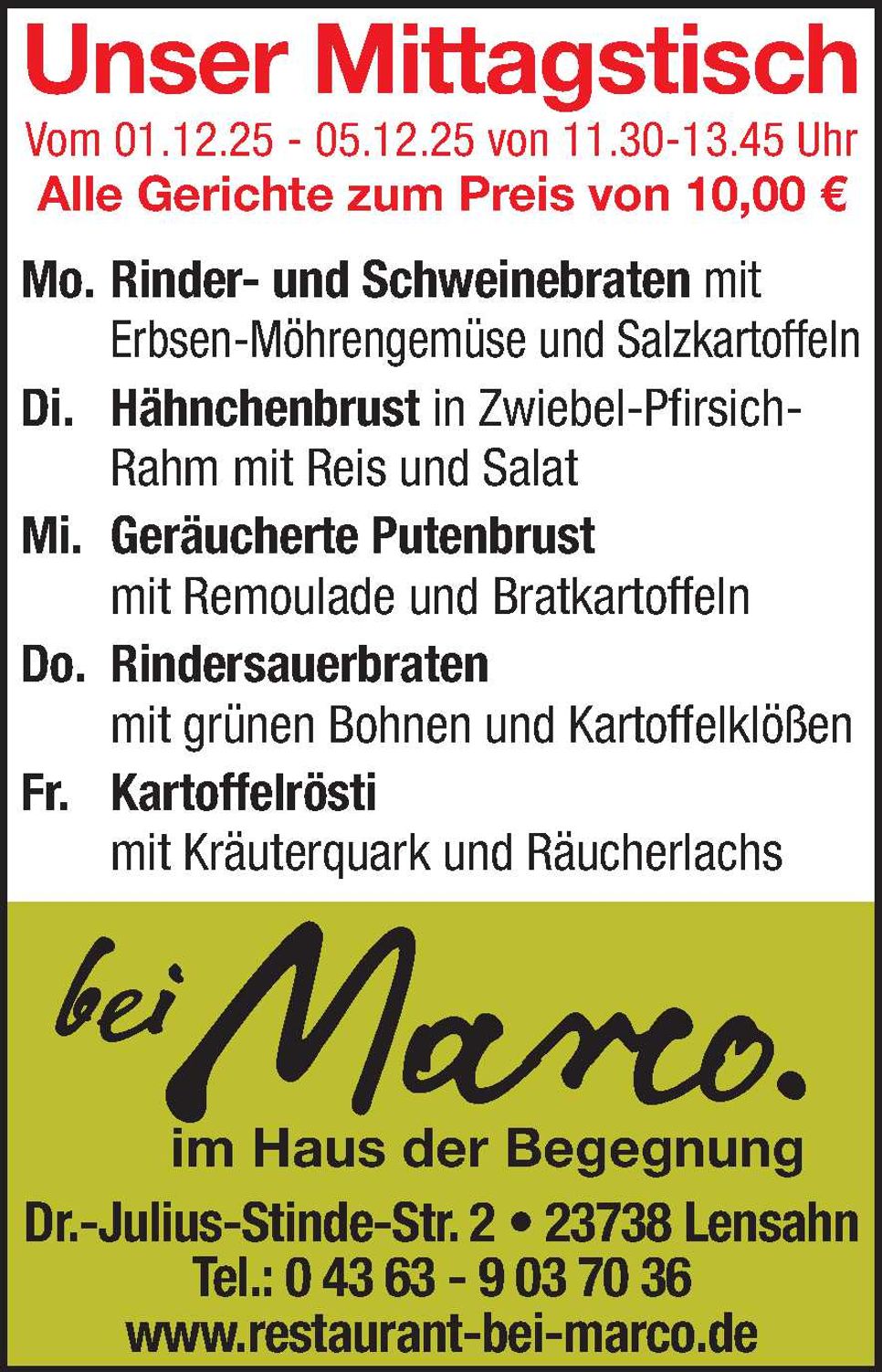 Mittagstisch 29.11.2025