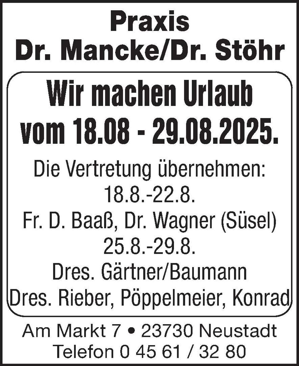 Praxisurlaub