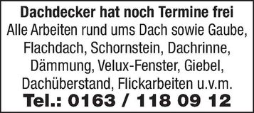 Sa: Dachdecker hat Termine frei
