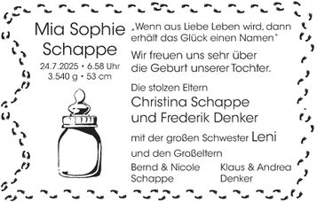 Geburt Mia Sophie