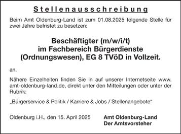 Beschäftigter im Fachbereich Bürgerdiens