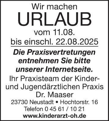 Praxisurlaub