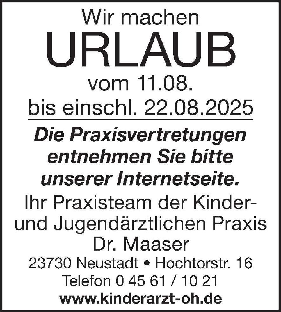 Praxisurlaub