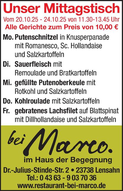 Mittagstisch 18.10.2025