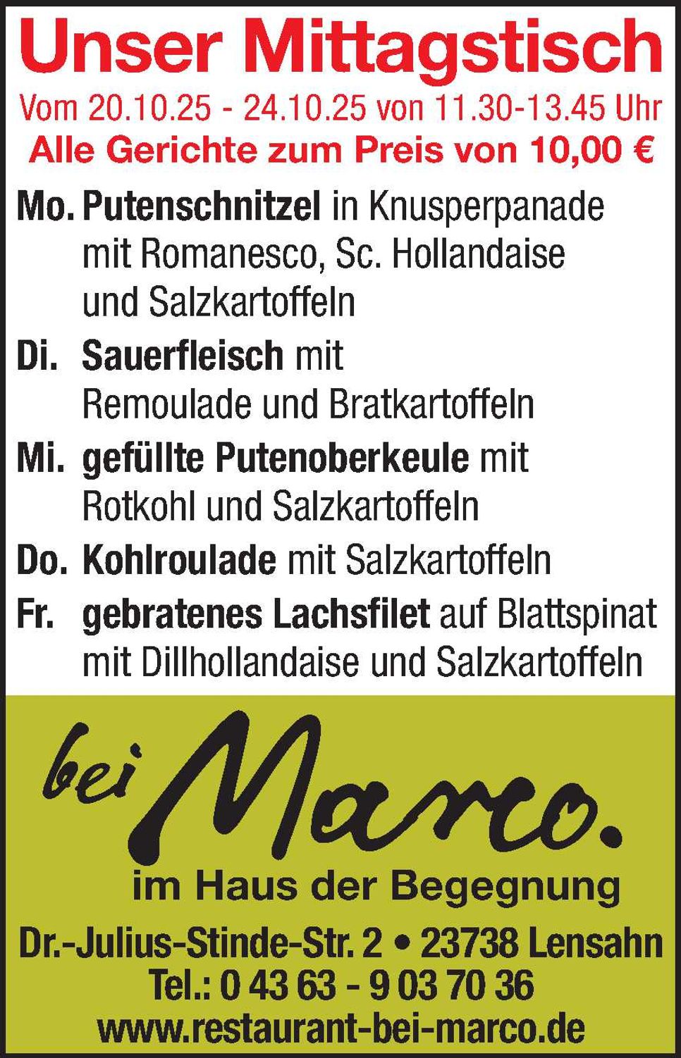 Mittagstisch 18.10.2025