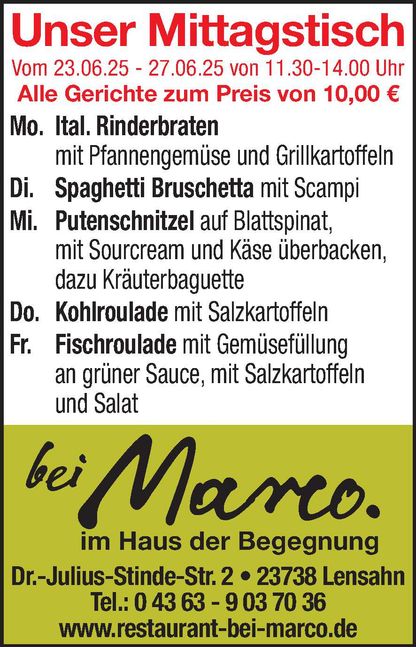 Mittagstisch 21.06.2025